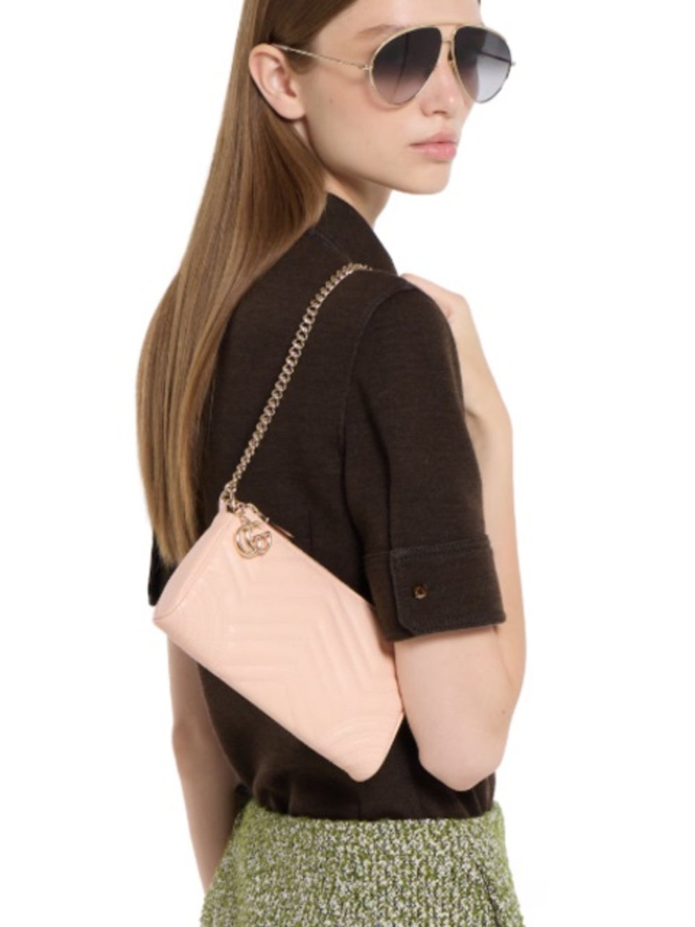 Gucci Marmont pink nude shoulder bag